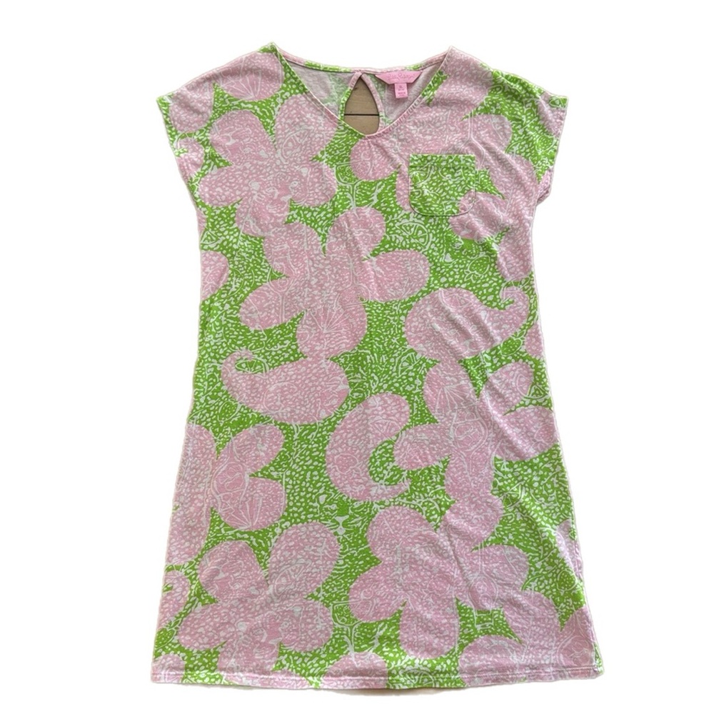 Lilly Pulitzer Girl’s Daniela Limeade Cheat Ya Dress Pink and Green XL (12-14)